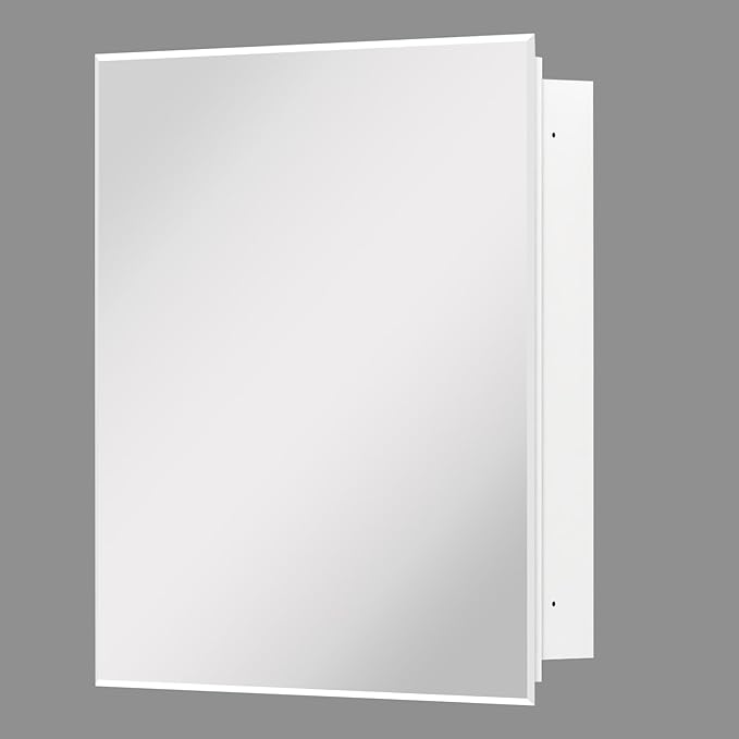 Medicine Cabinet, Rectangular Beveled Frameless Mirror Cabinet,Wall Mounted Cabinet for Bathroom Toilet Kitchen,Recess or Surface Mount,24x24 in
