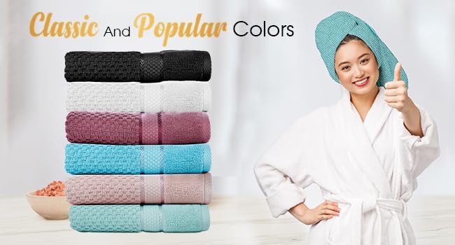 Ample Decor 100% Cotton Sky Blue Hand Towel for Bathroom Set of 2- Super Soft, Quick-Dry, Highly Absorbent, Popcorn Textured - Mulaayam Collection - 18 X 28 Inch