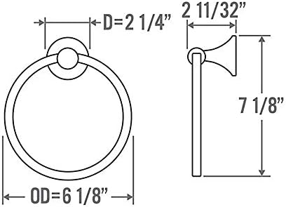 Wall Mounted Classical Design Round Towel Ring for Bathroom (Black)