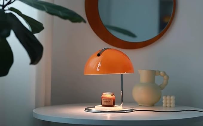 Wax Melt Warmer Lamp, Decorative Candle Wax Melter with Dimmer (Orange)