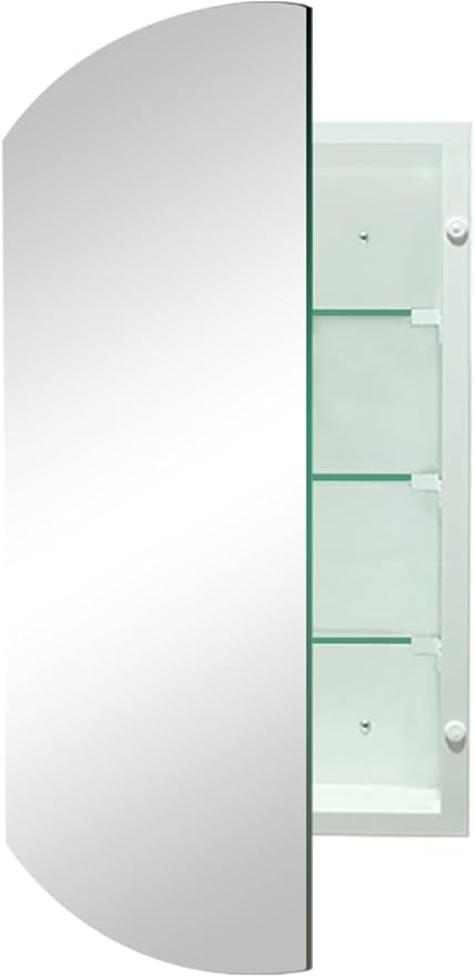 16x26 Inch Medicine Cabinet with Mirror, Arched Metal Frameless Wall Cabinet with Mirror, Surface Mount or Recessed Medicine Cabinet for Bathroom,Bathroom Mirror with Storage