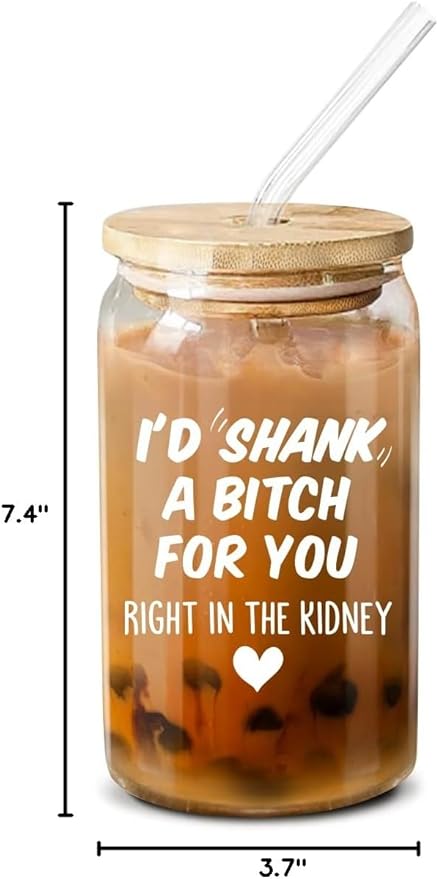 NewEleven Gifts For Women Friendship - Funny Gifts For Friends Female - Unique Friendship Present For Her, Female, Bestie, Bff, Soul Sister, Work Bestie - 16 Oz Coffee Glass