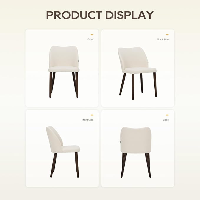 Wooden Dining Chairs Set of 6, Upholstered Kitchen Dining Room Chair, Modern Fabric Farmhouse Dinner Chair for Restaurant & Cafe, Beige