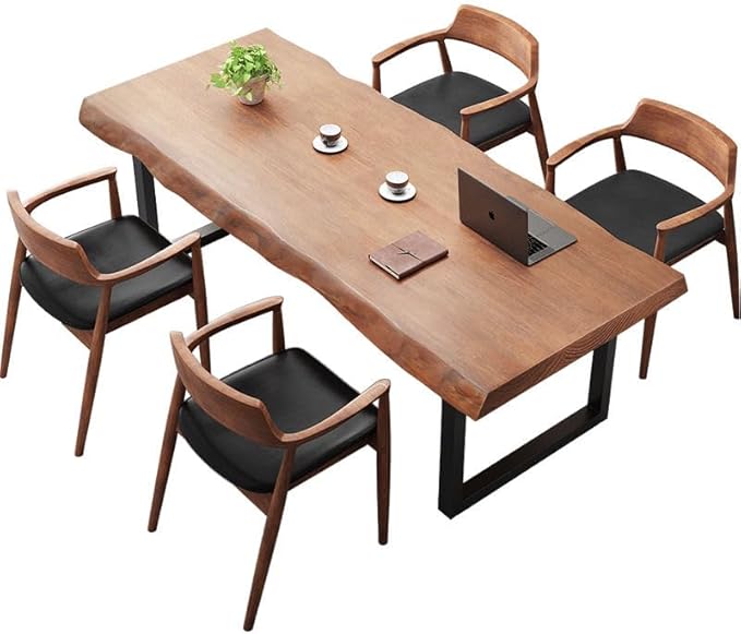 Stylish Solid Wood Office Desk with Sturdy Metal Base - Durable Multi-Size Executive Computer & Dining Table - Perfect for Home Office & Work Environments (Brown, 62.99in)