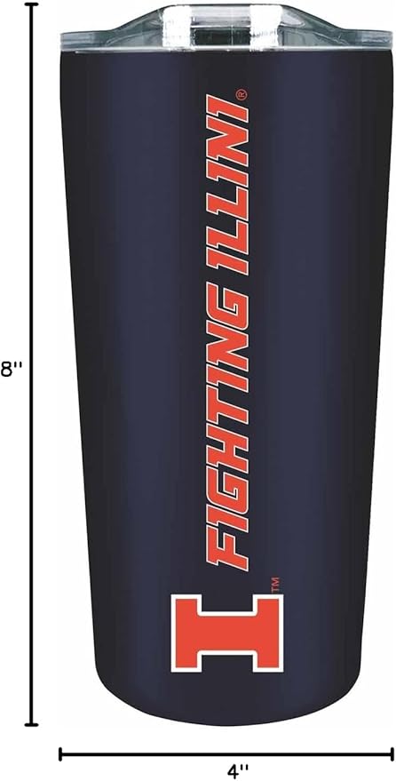 Campus Colors NCAA Stainless Steel Tumbler perfect for Gameday - 18 oz - Double Walled - Keeps Drinks Perfectly Insulated (Illinois Fighting Illini - Navy)
