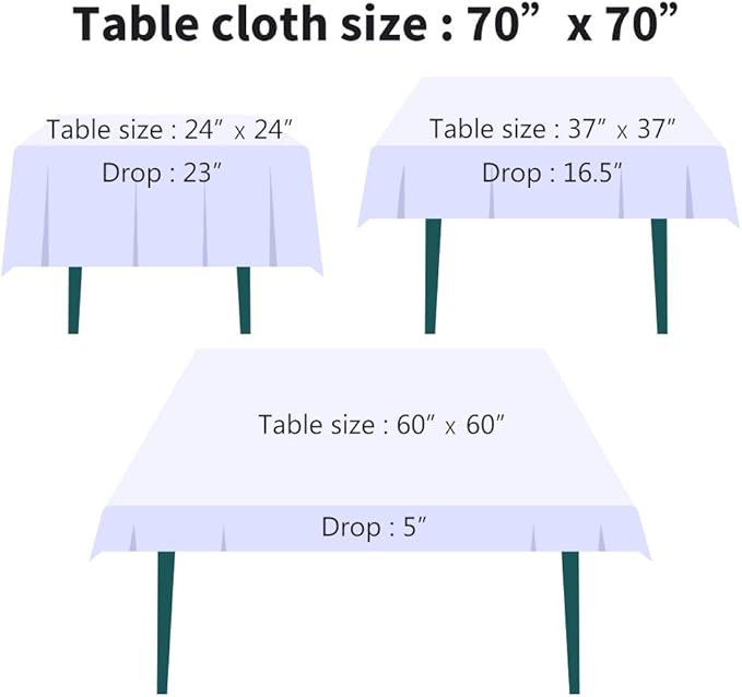 Surmente White Square Tablecloth-70x70 Inch Table Cloth for Small Square Tables,Washable Polyester Table Cover for Weddings, Banquets, or Restaurants
