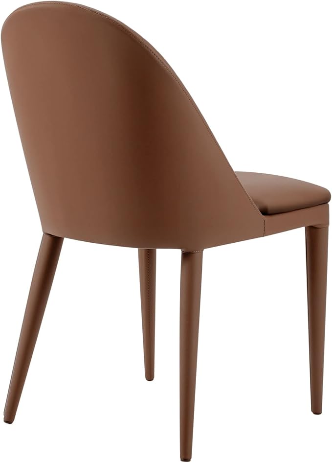No Assemble Required Dining Chairs Set of 2, Modern Full Assembled Faux Leather Upholstered Side Chair with Backrests, Dinner Chairs for Kitchen Dinning Room, Brown