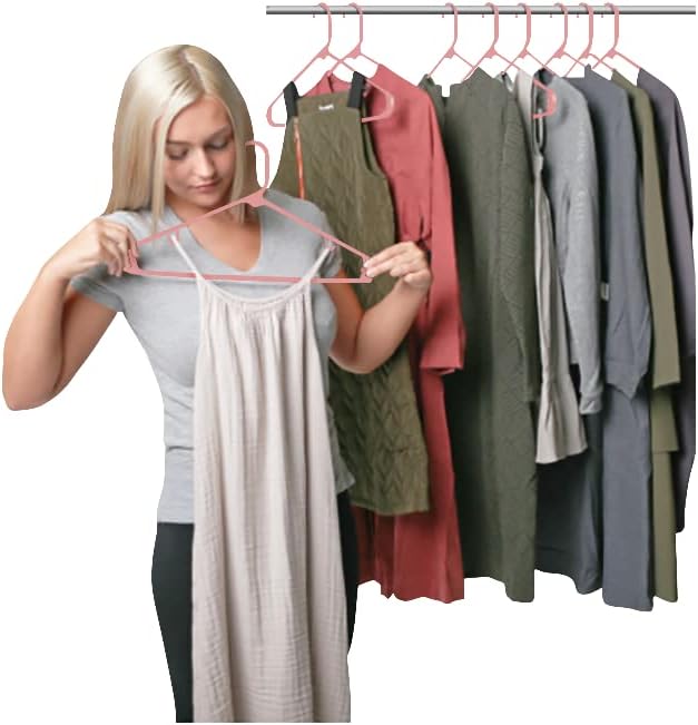 Sharpty Plastic Hangers Clothes Hangers for Clothing, Closet, Coats & Shirts - Durable, Thick, Tough & Space Saving - for Everyday Standard Use, Room Essentials & Basics - 60 Pack - Pink