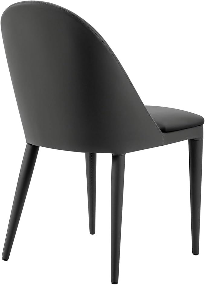 Dining Chairs Set of 2, Modern Full Assembled Faux Leather Upholstered Side Chair with Backrests, Dinner Chairs for Kitchen Dinning Room, Dark Gray