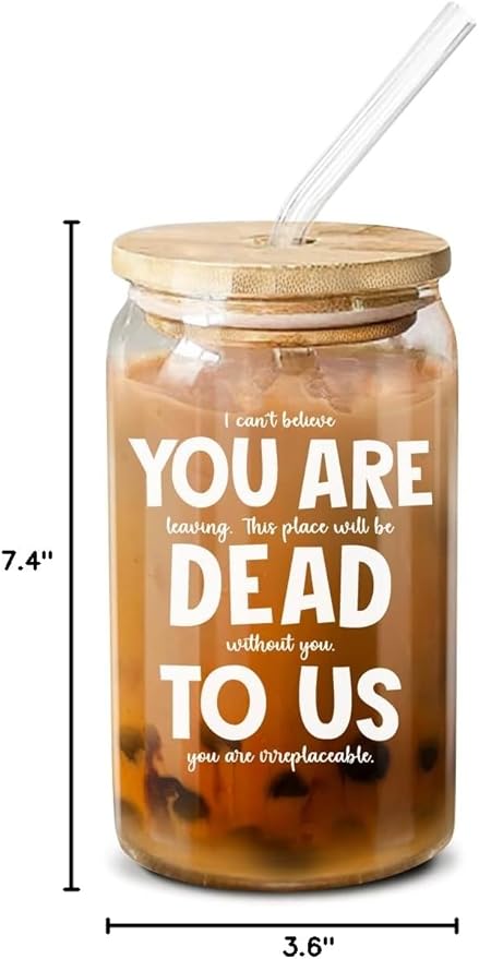 NewEleven Coworker Leaving Gifts - Gifts For Coworker Farewell, Going Away, Goodbye, New Job - Good Luck Presents For Friends, Boss, Women, Work Bestie – 16 Oz Coffee Glass