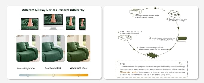 Green 3-Seater Cloud Couch, Modern Teddy Fabric Boneless Sectional Sofa in a Box for Living Room, Modular Floor Couch, Deep Seat, No Assembly Required, Sofas para Sala