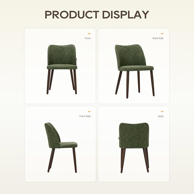 Wooden Dining Chairs Set of 6, Upholstered Kitchen Dining Room Chair, Modern Farmhouse Dinner Chair for Restaurant & Cafe, Green