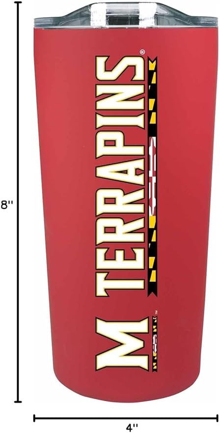 Campus Colors NCAA Stainless Steel Tumbler perfect for Gameday - 18 oz - Double Walled - Keeps Drinks Perfectly Insulated (Maryland Terrapins - Red)