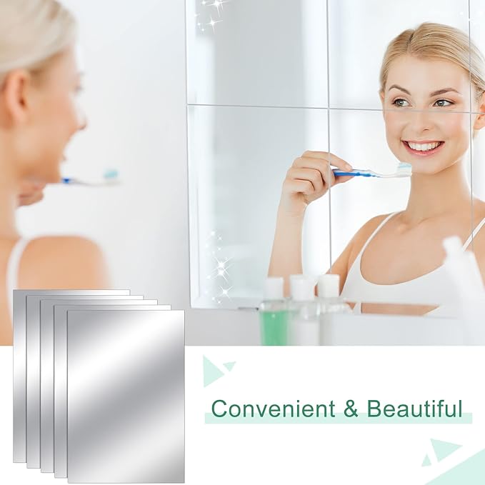 80 Pcs Flexible Mirror Sheets Self Adhesive Non Glass Mirror Tiles Stickers Peel and Stick Wall Sticker Plastic Wallpaper for Home Door Wall Decor(4 x 6 Inch)