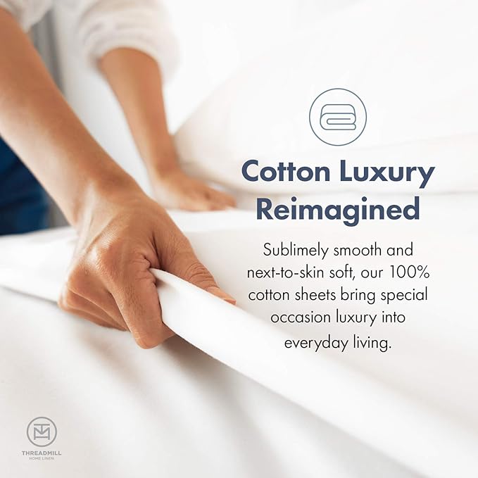 Threadmill 100% Cotton Sheets for King Size Bed - 600 Thread Count King Bed Sheets Set with 16” Deep Pocket - Damask Stripe Sateen Weave 4-Piece Bedding Set with Cooling Effect, Moonrock Grey