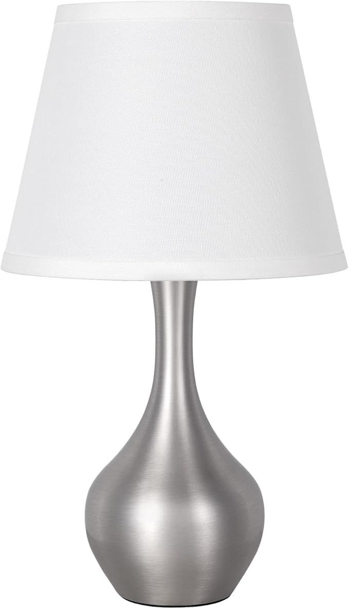 Seealle Touch Table Lamps for Nightstand, 3-Way Dimmable Small Bedroom Lamps for Night Stands, Silver Bedside Lamps for Living Room, Kids Room, End Table(LED Bulb Included)