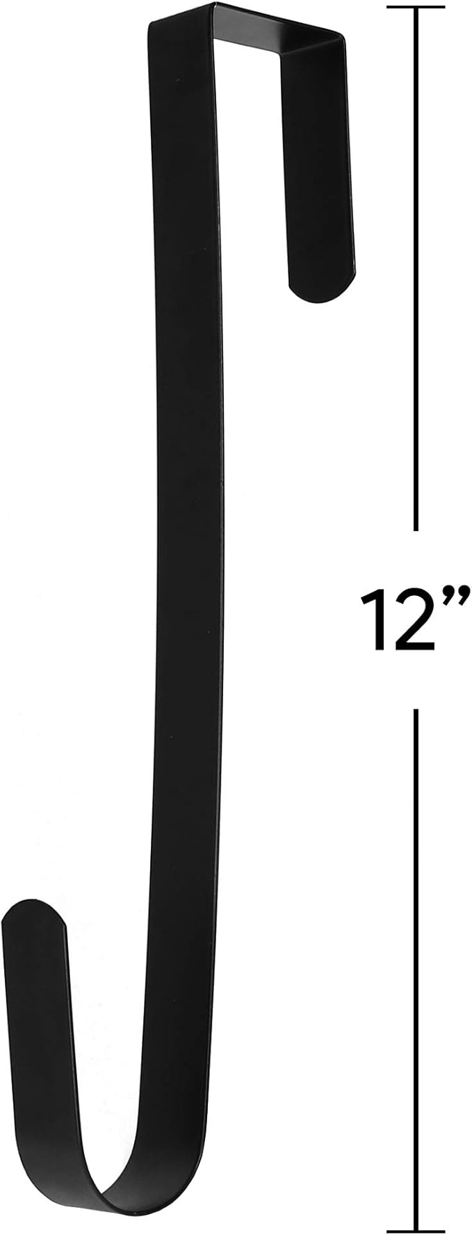 RN'D Over Door Wreath Hanger Hook - Thin Metal Overdoor Wreath Holder Seasonal Hooks for Front or Back Door (Black, 12")