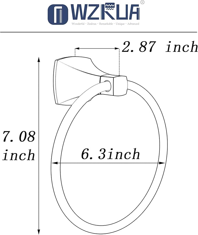 Hand Towel Holder for Bathroom Kitchen Polished Chrome Towel Ring Towel Hanger Stainless Steel and Zinc Alloy Wall Mount