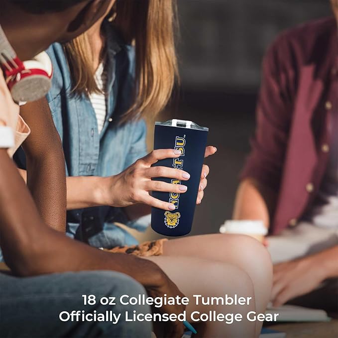Campus Colors NCAA Stainless Steel Tumbler perfect for Gameday - 18 oz - Double Walled - Keeps Drinks Perfectly Insulated (North Carolina A&T State University - Navy)