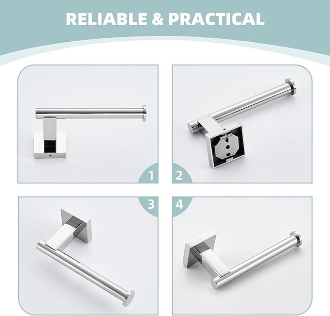 Suyar Polished Chrome Toilet Paper Holder, SUS 304 Stainless Steel Wall Mount Toilet Roll Holder, TP Hanger for Bathroom