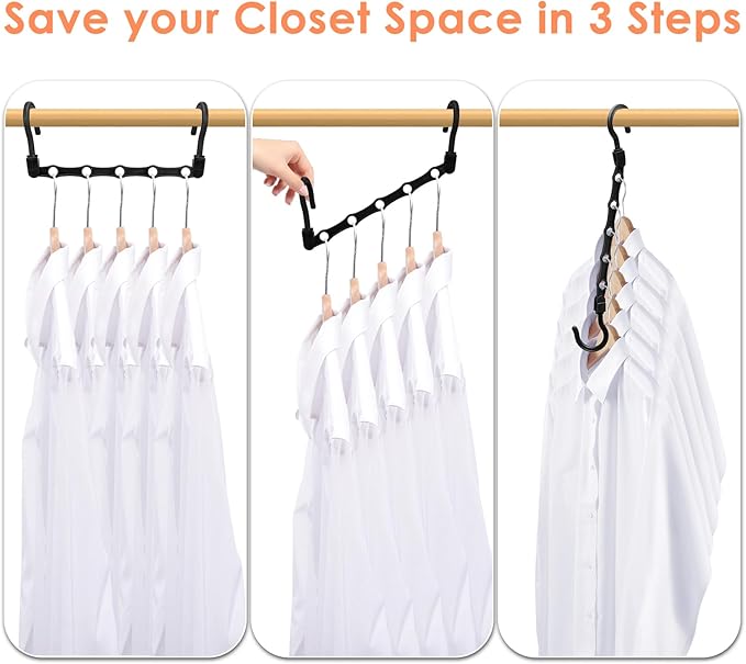 College Dorm Room Essentials, Closet Organizers and Storage, Magic Hangers Space Saving with 5 Holes for Wardrobe, Premium Smart Plastic Clothes Hanger, Organization Home Apartment Essentials, 24 Pack