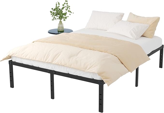 Full Size Bed Frame No Box Spring Needed, 16 Inch Heavy Duty Metal Platform Bed Frame Full Support Up to 3000 lbs, Easy Assembly, Noise Free, Black