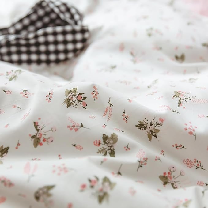 Twin Size Floral Comforter 2 Pieces Soft Cute Floral Bedding Comforter Sets Garden Style Pink Flower Print Botanical Flowers Comforter Set for All Seasons 1 Comforter and 1 Pillowcases
