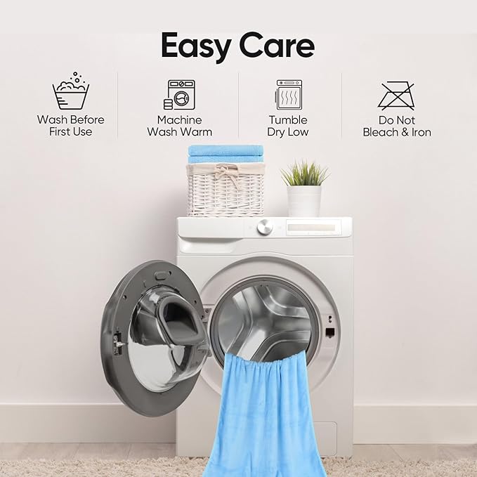 Orighty 6-Piece Towel Set - Soft & Lightweight - 2 Bath Towels, 2 Hand Towels, and 2 Wash Cloths - Absorbent & Quick Drying Microfiber Towel for Multipurpose, Bathroom, Gym, Sport, Yoga, Travel-Blue