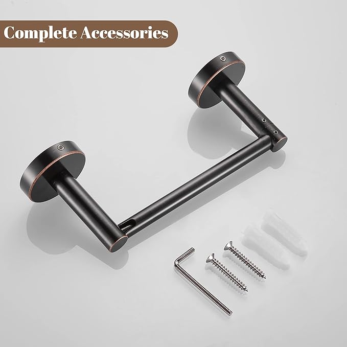 Bronze Toilet Paper Holder Towel Ring,Oil Rubbed Bathroom Hardware Set,Hand Towel Holder Wall Mount Tissue Roll Holder with Double Post Bath Accessories SUS304 Stainless Steel 2pc