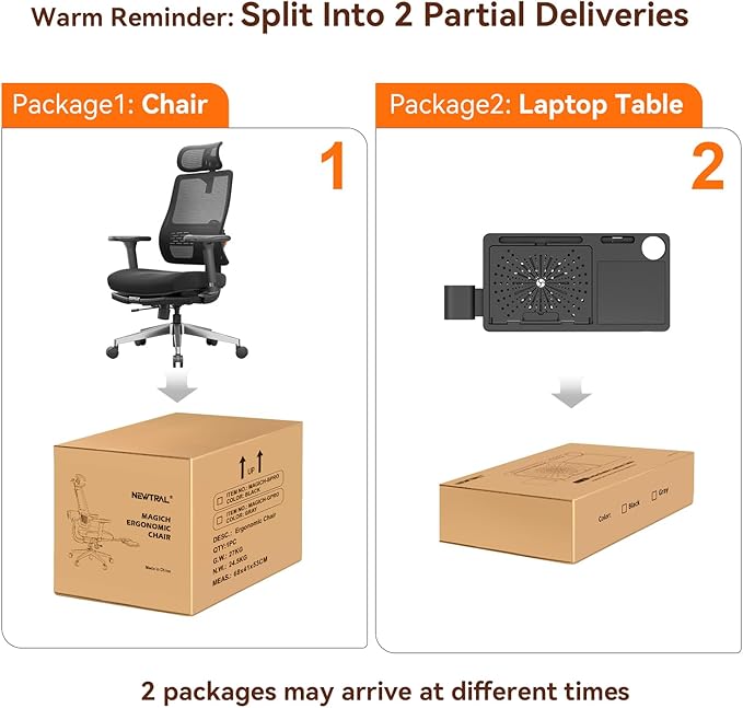 Newtral Ergonomic Office Chair, High Back Desk Chair with Footrest, Auto-Following Lumbar Support & Headrest, 4D Armrest, Adjustable Seat Depth and Height