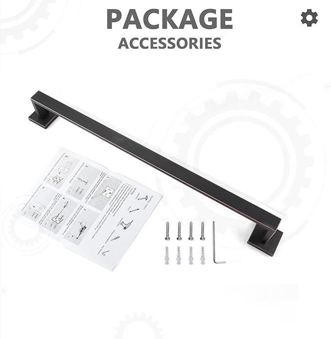 LANC ORB 20-Inch Towel Bar for Bathroom Wall Mounted Heavy Duty Square Towel Rack Oil Rubbed Bronze Towel Hanger Bath Towel Holder Towel Rail Total-22 Towel Rod, A8804ORB-5P1