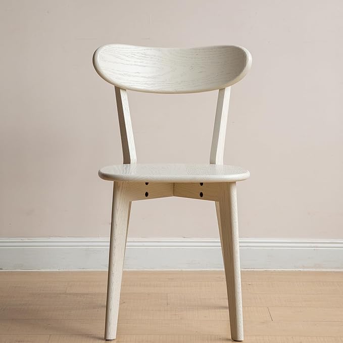 White Wood Dining Chair,FAS Grade Oak Dining Chair, Sturdy Outer Sword-Leg Design in White Finish for Dining Room,Restaurant, Cafe, and Modern Home Kitchen,Easy Assembly,400 lb Capacity