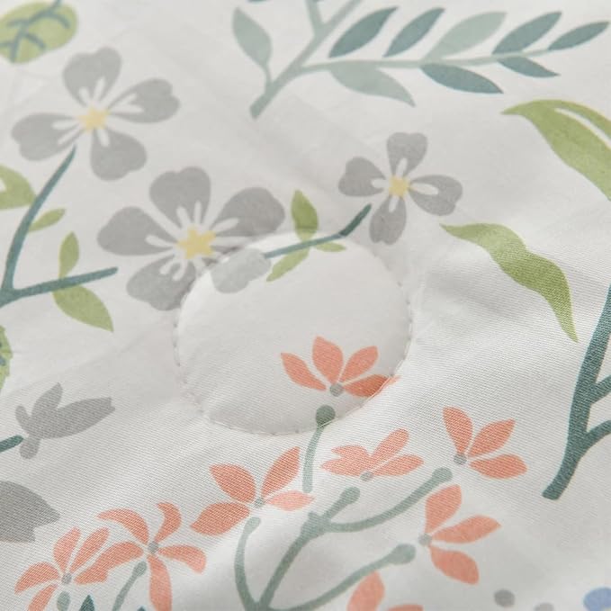 EAVD Vintage Style Botanical Floral Comforter Set Queen Soft Chic Colorful Spring Floral Bedding Set with 2 Pillowcases Fresh Garden Botanical Comforter Set for All-Season