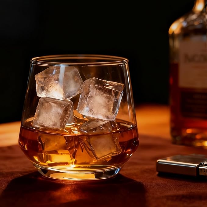 Drinking Glasses Set, 4 Highball Glasses 18 oz & 4 Stemless Rocks Glasses 13 oz,Glass Cups,Glassware Sets for Cocktail, Beer, Wine, Whiskey, Water & Juice Drinkware