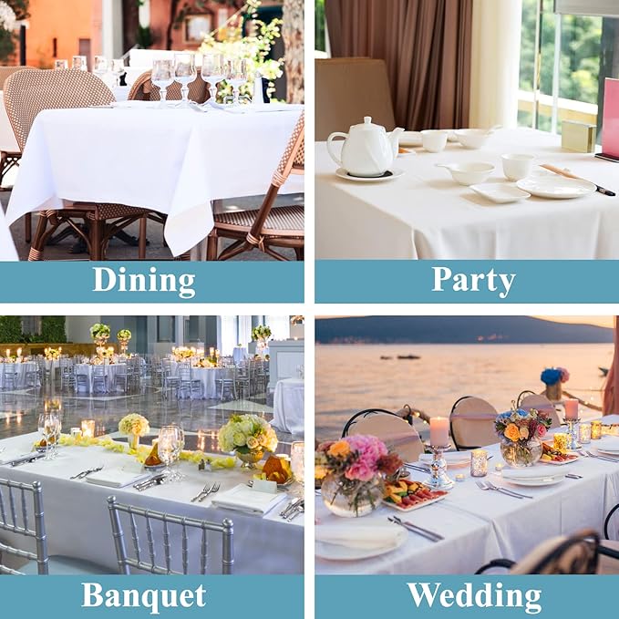 VidaFete 1 Pack 60 * 84inch Rectangle Tablecloth Polyester Table Cloth,Stain Resistant and Wrinkle Polyester Dining Table Cover for Kitchen Dinning Party Wedding Tabletop Buffet Decoration(White)