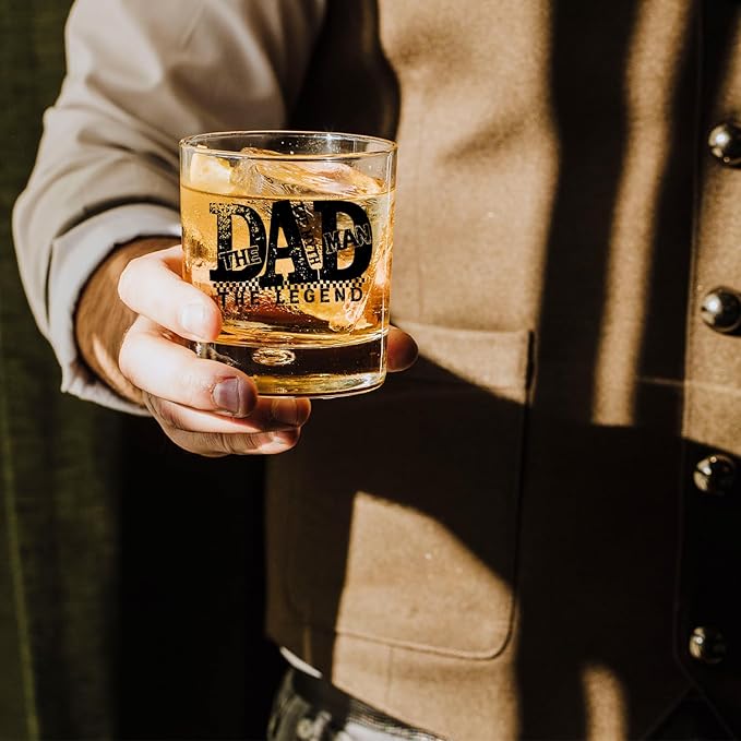 Dad Whiskey Glasses 10 oz, Dad Gifts for Birthday Christmas Father's Day from Daughter Son, The Man The Myth The Legend Father Old Fashioned Rocks Glasses Cup for Men Drinking Bourbon Liquor