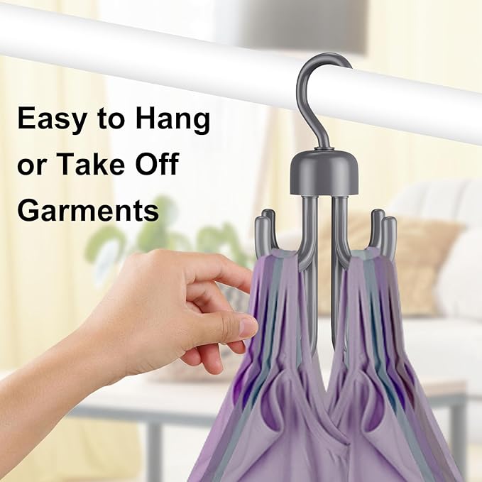 3Pcs Tank Top Hanger, Rotatable Bra Hangers for Closet Organizer, Max 72 Storage Capacity Belt Hanger, Plastic Space Saving Closet Organizers Apartment Dorm Essentials for Bra (3, Grey)