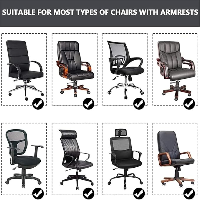 Velvet Plush Office Desk Chair Cover - Cat Proof Stretchable Elastic Comfy Protector for Ergonomic Office Chair with Wheels and Armrests, Fits Mesh and Executive Computer Chairs, Gray Blue, XL