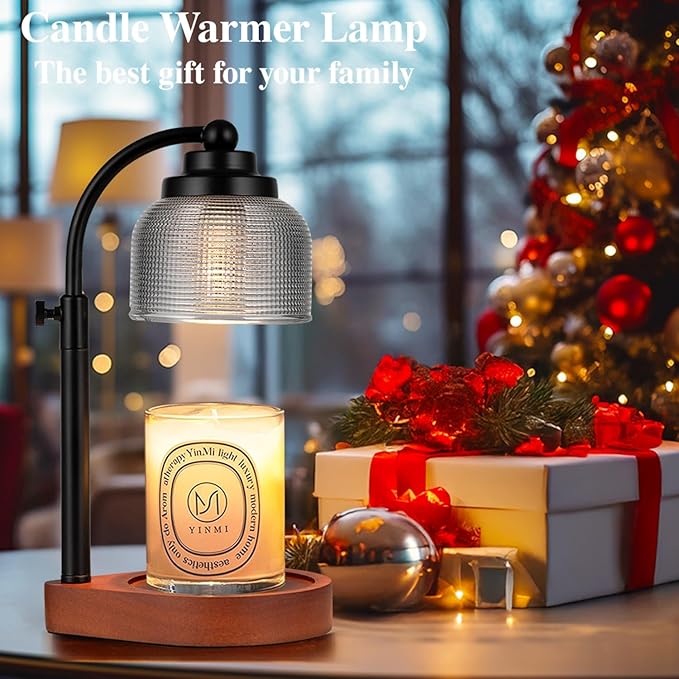 Candle Warmer Lamp with Timer Dimmer, Birthday Gifts for Women Mom Sister, House Warming Gifts Vintage Home Decor, Adjustable Height Wax Melt Warmer for Jar Candles with 2 Bulbs