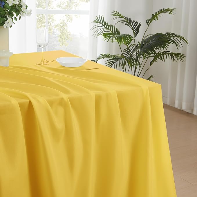 Rectangle Tablecloths 90x132 Inch 2 Pack Yellow Tablecloth for 6ft Washable Decorative Linen Polyester Table Cloths for 8ft Dining Table Banquets Buffet Parties and Wedding
