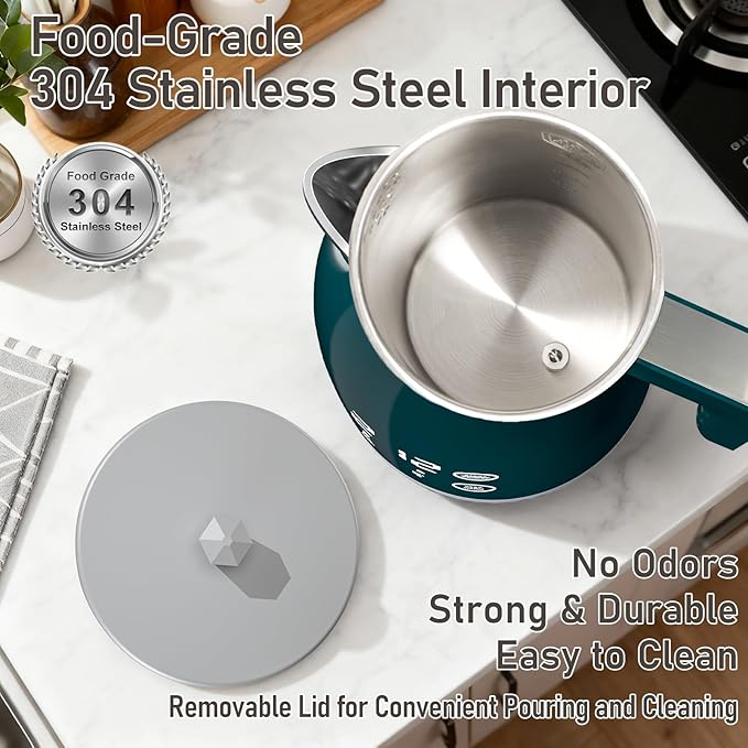 Temperature Control Electric Kettle, 5 Temp Presets, 2H Keep Warm,1.25L 1200W Fast Boil with LED Display, Cool-Touch Design with Auto Shut-Off, Cordless Design, Ideal for Tea and Coffee(Green)