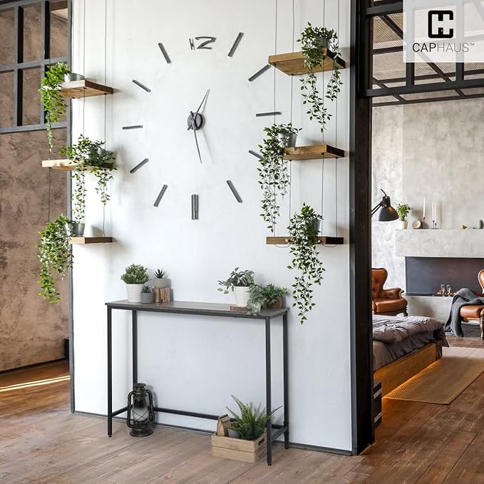 CAPHAUS 41β Classic Console Table for Entryway, Modern Sofa Tableau for Living Room, Industrial Console Mesa, Snack Entrance Table for Hallway, Accent Behind Couch Plant Table, Grey Oak