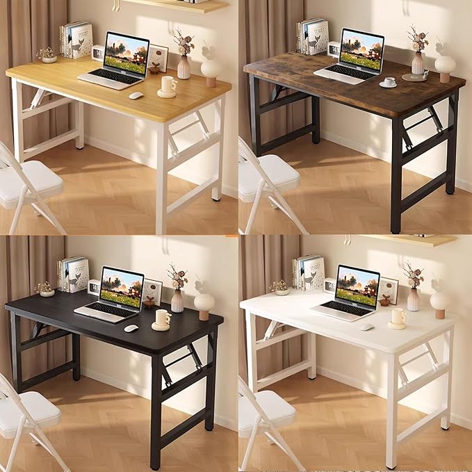 31.5 Inch Folding Table,Square Folding Desks for Small Space,Small Foldable Desk No Assembly,Black.
