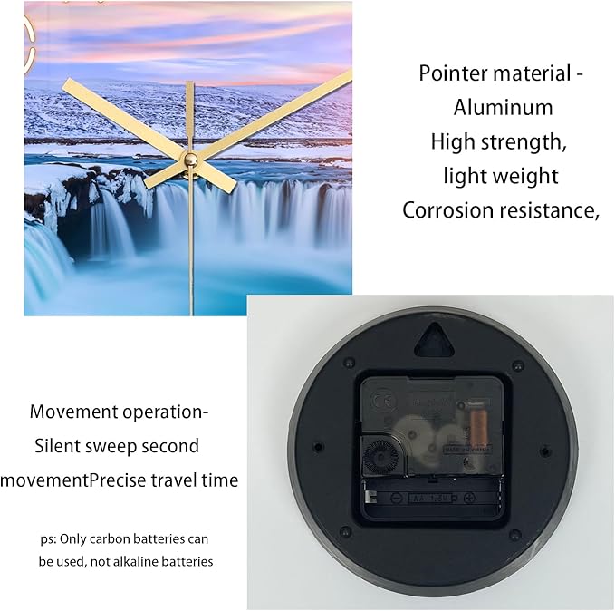 XNM 16 Inch Blue Wall Clock Battery Operated Analog Beach Clocks for Living Room Round Large Wall Clock Silent