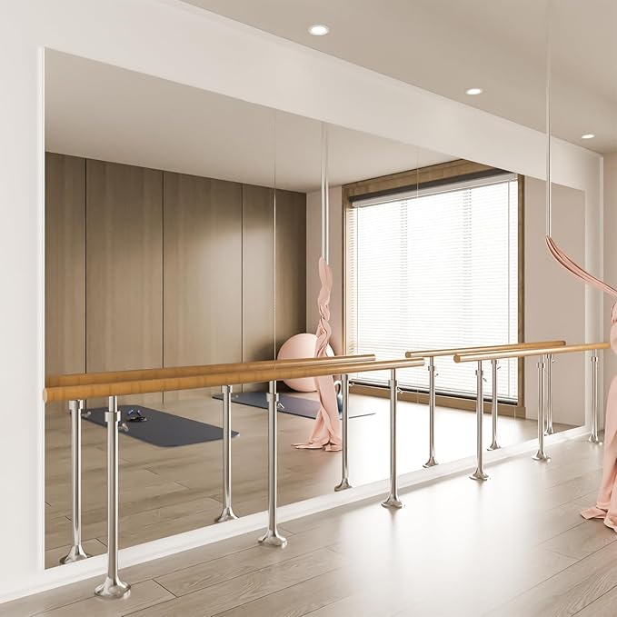 brisafe 2PCS 59" x 16" Gym Mirror - Full Length Wall Mirror for Gyms, Dance Studios, Home and Yoga - Easy Installation, Ultra Light Shatterproof Nano Miorror Reduces 60% Commercial Insurance Costs