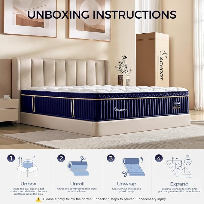 King Mattress, 14 Inch King Size Hybrid Mattress in a Box, Medium Firm Memory Foam mattress, with Individual Pocket Springs, Upgrade Zoned Support, Motion Isolation&Pressure Relief, CertiPUR-US