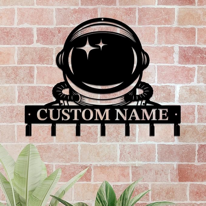 Personalized Custom Astronaut UFO Metal Wall Keys Hooks,Clothes Hooks Astronaut Art coat racks,door holder,Black Astronaut decorations for home,Entrance doors,Hallway, Bedroom,Keys,Hats (Style B)