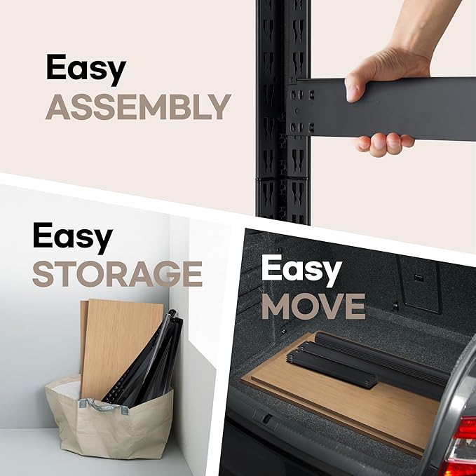 HOMEDANT House 36.2" W 5 Tier Heavy Duty Garage Shelving Adjustable Metal Rack Storage Shelves Standing Shelf Unit Organizers Pantry Closet Office Black 1Pack