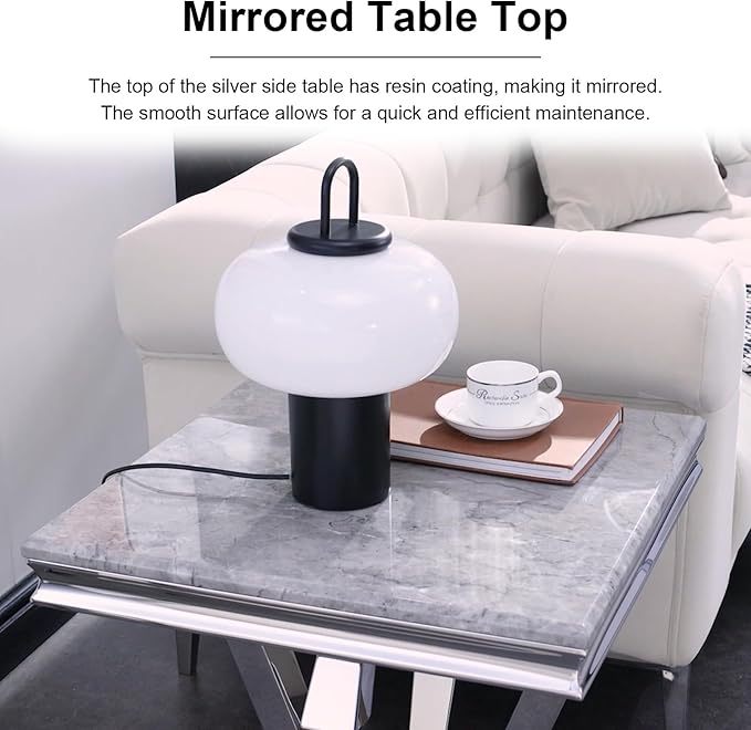 Living Room Table Set, 3-Piece Table Set Includes Coffee Table & 2 End Tables, Gray and Silver Coffee Table Set for Home Apartment Office