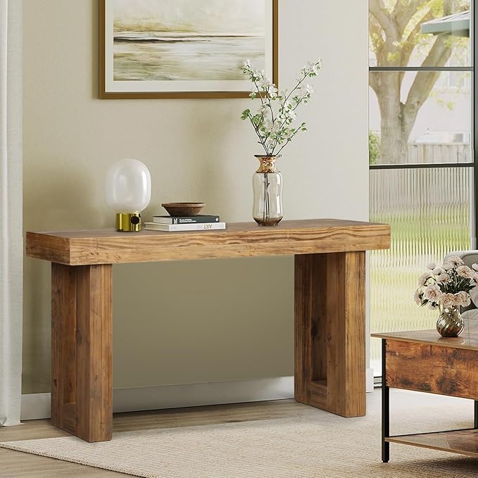 Reclaimed Solid Wood Console Table, 59" Long Farmhouse Entryway Table, Rectangular Couch Tables Behind Sofa, Accent Tables for Hallway, Entrance, Foyer, Living Room